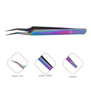 Pincettes multicolores pour Extension de cils en acier inoxydable, pinces à épiler pour volume et isolation de 12mm à 35 degrés, possibilité d'étiquette privée - Product Image 1