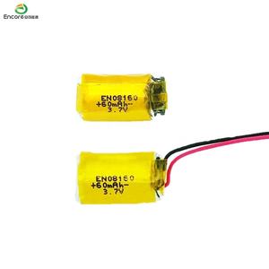 맞춤형 중국 공급 업체 EN08160 3.7 <span class=keywords><strong>V</strong></span> 리튬 폴리머 충전식 배터리 3.7 <span class=keywords><strong>v</strong></span> 60mAh Lipo 원통형 - Product Image 3