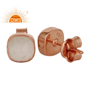 Boucles d'oreilles en forme de coussin, forme de pierre de lune, dos plat, plaqué or, Rose, argent, 925, fabrication de bijoux - Product Image 2