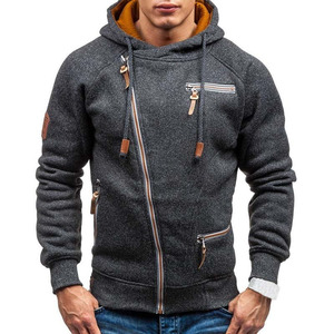 Veste décontractée personnalisée pour hommes épaississement lourds sweats à capuche avec fermeture éclair complète avec doublure en polaire sweatshirts solides et chauds pour le printemps - Product Image 1