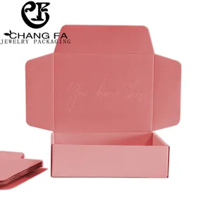 Caja de joyería pequeña con logotipo personalizado, caja de envío rosa para joyería