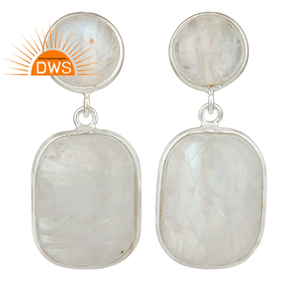 Designer 925 Sterling Fine Silver Bezel Set Drop Earrings Natural Rainbow <b>Moonstone</b> Earrings Jewelry Wholesale - Product Image 1