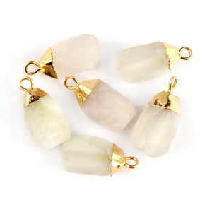 Connecteur plaqué or, 50 pièces, en agate blanche, pendentif à simple feuille, résultats de breloques, vente en gros - Product Image 3