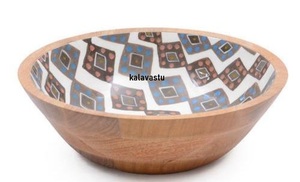 Modèle de cuisine décoratif durable Artisanat en bois Bol de service en bois avec revêtement en émail pour enseignes murales et boîtes en bois - Product Image 5