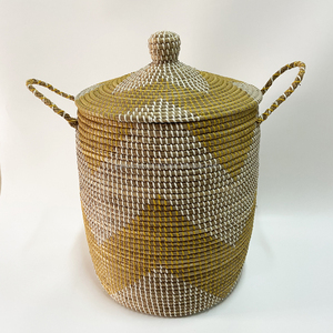 ตะกร้าซักผ้าหญ้าทะเลสีเหลืองตะกร้า2021ใส่ของตกแต่งบ้านเป็นมิตรกับสิ่งแวดล้อม - Product Image 1