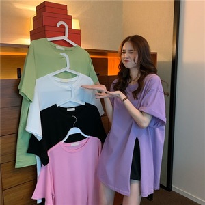 Tùy Chỉnh Mùa Xuân Mùa Hè Tops Nhãn Tư Nhân T-Shirt Tùy Chỉnh In Đến Trống Cotton Spandex Lỏng Phù Hợp Với Phụ Nữ T Áo Sơ Mi <span class=keywords><strong>R</strong></span> - Product Image 2