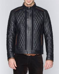 High Quality Eco-Friendly Finished Men's Genuine Leather <b>Vintage</b> <b>Racer</b> <b>Jacket</b> Zipper Custom Logo Long Winter Spring New Season - Product Image 2