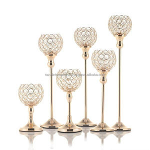 RAZVI INTERNATIONAL Porte-bougie en aluminium de haute qualité, orné de perles de cristal, fait à la main, durable, pour la décoration de la maison, élégante lanterne à bougie - Product Image 6