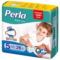Lot de deux couches jetables PERLA pour bébé avec surface sèche en tissu non tissé, absorption, protection anti-fuites, motif imprimé, certifiées ISO/GMP
