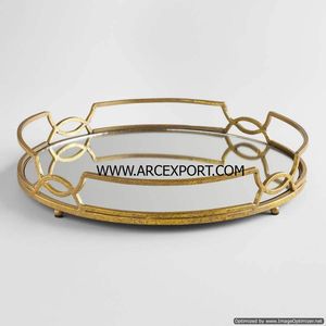 Moderne de luxe En Métal de Sculpture Décoration de Plateau de Table En Gros En Vrac Plateaux - Product Image 3