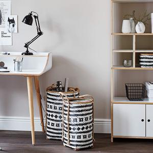 Ensemble de 3 paniers de rangement dorés, décoratifs ronds faits à la main, bacs de rangement en bambou et rotin, linge fabriqué au Vietnam, haute qualité - Product Image 5