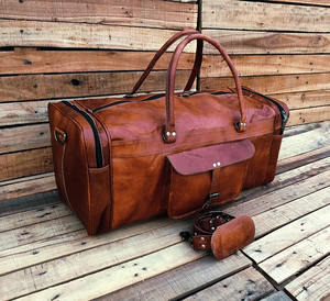 Vintage Unisex Large Genuine Crazy Horse <b>Leather</b> Duffle <b>Bag</b> <b>Brown</b> Weekend Travel <b>Bag</b> Shoes Compartment Candy for <b>Men</b> Women - Product Image 6