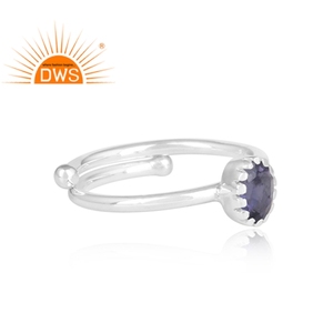 Natural Oval Shaped Iolite Gemstone <b>Ring</b> Manufacturer <b>925</b> Fine Sterling <b>Silver</b> Girl's Fashion <b>Ring</b> Supplier - Product Image 3