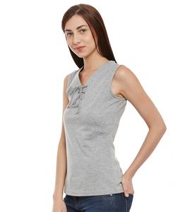 Camiseta recortada OEM para mujer, camiseta sin mangas, ropa de calle sin costuras, camiseta sin mangas informal elástica para mujer - Product Image 5
