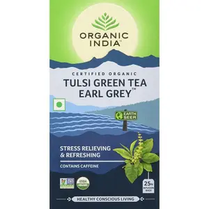 Organik hindistan Tulsi YEŞİL ÇAY Earl Grey (25Dip) -organik YEŞİL ÇAY kaldırmak stres organik çay poşeti