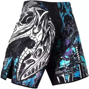 Muay Thai-pantalones cortos de Kick Boxing, hechos de seda satinada, decorativos personalizados - Product Image 2