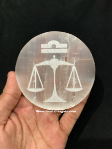 Placa de carga de selenita al por mayor con signos del zodiaco para limpieza de energía espiritual tablero de selenita a granel para curación y decoración Reiki - Product Image 4