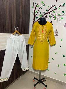 Plus beaux vêtements de bureau en coton imprimé rayonne pour femmes, kurti avec palazzo indien prêt à porter, prix de gros bas - Product Image 2