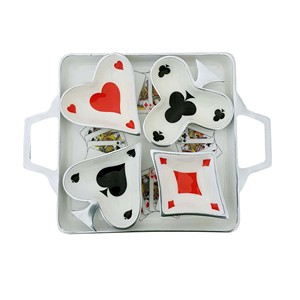 Cartes à jouer colorées personnalisées de haute qualité Plateau de service au poker Plats Assiettes avec 4 bols Vaisselle et assiettes - Product Image 1