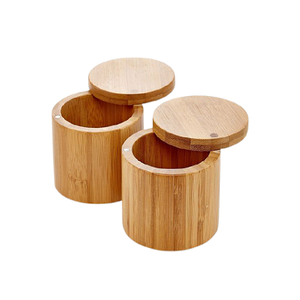 Boîte de rangement alimentaire en bois de qualité supérieure, de forme ronde, pour sel et poivre, en Inde - Product Image 3