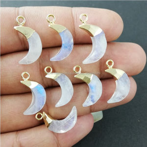 Pequeño Flash de la piedra lunar del arco iris de la Media Luna Media luna encantos colgante - Product Image 3