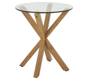 Table de meuble élégante pour maison hôtel salon Restaurant hôtel Table décorative en verre marron avec Bases en bois Tables basses - Product Image 3