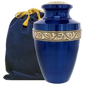 Urne funéraire commémorative en saphir bleu pour cendres métal laiton grande taille urnes humaines fournitures funéraires - Product Image 1