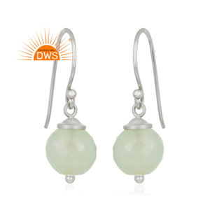 Hermosos Pendientes de Prehnita Verde, Pendientes de Piedras Preciosas Naturales, Pendientes de Diseño con Gancho de Plata 925 - Product Image 1