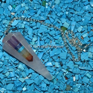 Pendules en quartz rose avec point de chakra, pendule collé pour chakra de collection chaude 2015 - Product Image 1