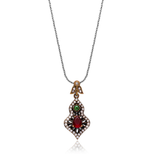 Authentic Silver Teardrop Garnet Stone <b>Pendant</b> in Wholesale Turkish 925 Sterling Silver Jewelry Online for Women - Product Image 1