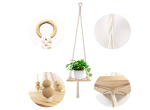 Macrame Plant Hanger Handmade Cotton Rope Wall Hangings Home Hanging Planters Flower Pot - Product Image 3