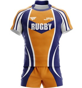 Conjuntos de uniformes de rugby personalizados 100% poliéster característica transpirable con logotipo de sublimación e impresión de números - Product Image 3