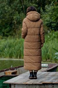 2022 Custom Logo Women's High Quality Long Down Jacket Maxi Down Parka Puffer Coat Plain Dyed Polyester - Product Image 4