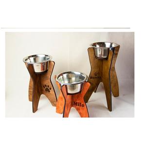 Handmade Stainless Steel XL Feeder <b>Bowl</b> with Wooden Stand High Quality Stylish Feeding Solution for Dogs and <b>Cats</b> - Product Image 1