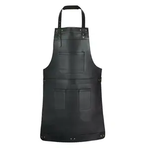 Tablier en cuir Pu Style nordique avec Logo personnalisé, à Long bavoir pour cuisine, barbecue et grill, prix d'usine, livraison gratuite