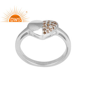 Anillo de Bodas de diamante pavé de plata de ley chapado en rodio blanco en forma de corazón, joyería para mujer, regalo para ella - Product Image 1