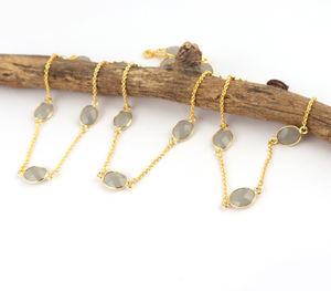 Collier à la mode avec pendentif en calcédoine, pour femmes, chaîne en or/argent plaqué, grande qualité, ancre, tendance - Product Image 6