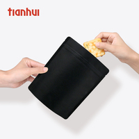 Sachet alimentaire Doypack noir à soufflet inférieur, personnalisable avec impression