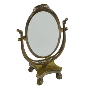 Specchio per trucco con piedistallo da tavolo di Design ovale in ottone con forte ingrandimento 5X in cromo