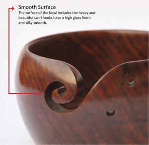 Bol de fil à tricoter en bois fait à la main Design traditionnel écologique disponible en bois de teck d'acacia de Sesham pour les fêtes - Product Image 3