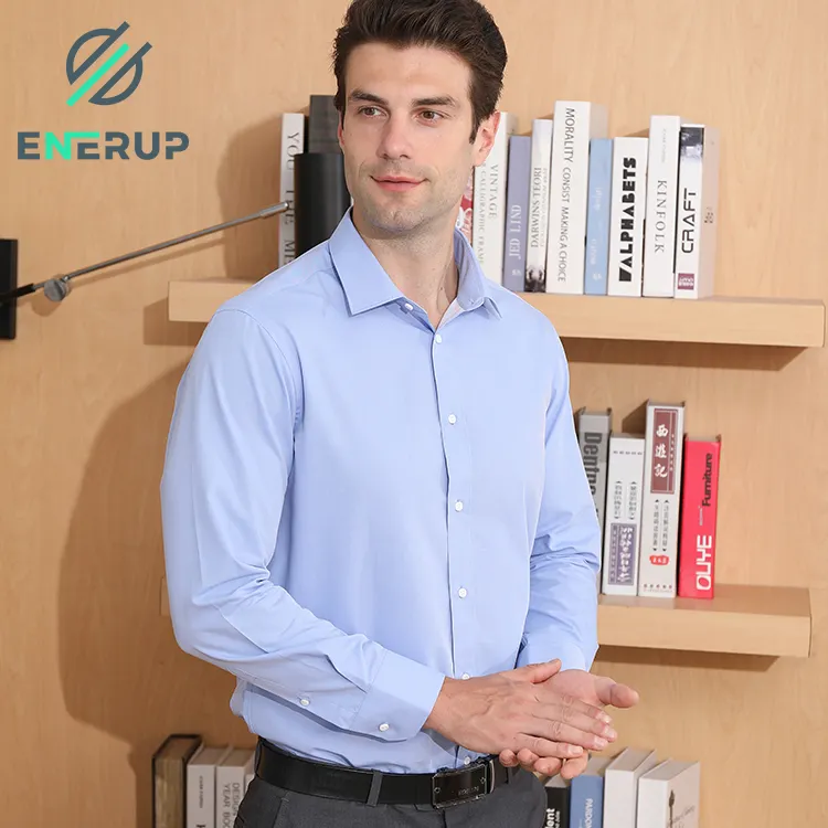 Enerup Slim Fit T Áo Sơ Mi Nam Cotton Đồng Chống Vi Khuẩn Polyester Áo Sơ Mi