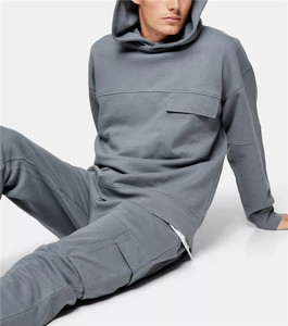 Venta caliente stuart de fábrica de los hombres de encargo de jersey de lana tela de bolsillo de carga sudaderas con capucha - Product Image 6