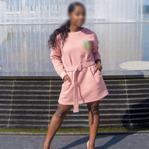 เสื้อเชิ้ตผ้าฟลีซตัวยาวแบบลำลองสำหรับอัลฟาขนาดพลัสไซส์พร้อมเข็มขัดคาดเอวระบายอากาศลายพื้นสำหรับฤดูใบไม้ร่วง - Product Image 3