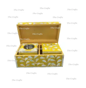 Wooden Mubkhar Box In Yellow Color Prime Quality Customized Size And Shape Oil Burner Mabkhar At Best Prices