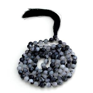 Hecho a mano 108 Mala Beads borla collar Unisex estilo étnico tendencia Cuarzo rutilado por artista indio hinduismo regalo religioso - Product Image 2