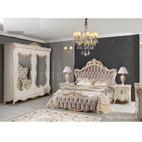 Muebles de dormitorio clásicos de tamaño Queen, color dorado y blanco, diseño elegante de cama europea, el mejor conjunto de dormitorio de estilo barroco