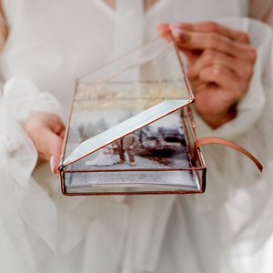 Handmade Bliss Photo <b>box</b> + usb flash slot Personalized photo <b>box</b> <b>Glass</b> photo <b>box</b> Wedding photographer gift <b>box</b> - Product Image 1