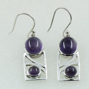 Boucles d'oreilles en pierre d'améthyste naturelle, argent Sterling 92.5, jolies bijoux, vente en gros, inde - Product Image 3
