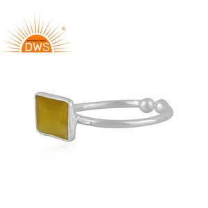 ธรรมชาติสีเหลือง Chalcedony พลอยแหวนเครื่องประดับขายส่งของแข็งเงินแท้925ปรับแหวนเครื่องประดับผู้ผลิต - Product Image 2