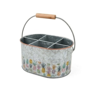 Galvanized Cutlery Holder Silverware Organizer for Kitchen Countertop Metal Caddy & Beer Holder at Cheap & Best Price - Product Image 1